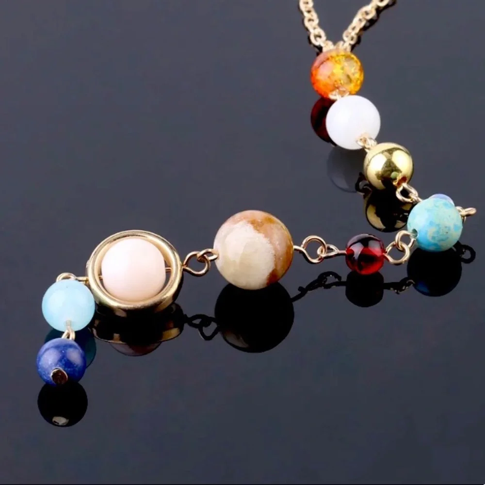 Solar System Aligned Planet/Star Science Necklace